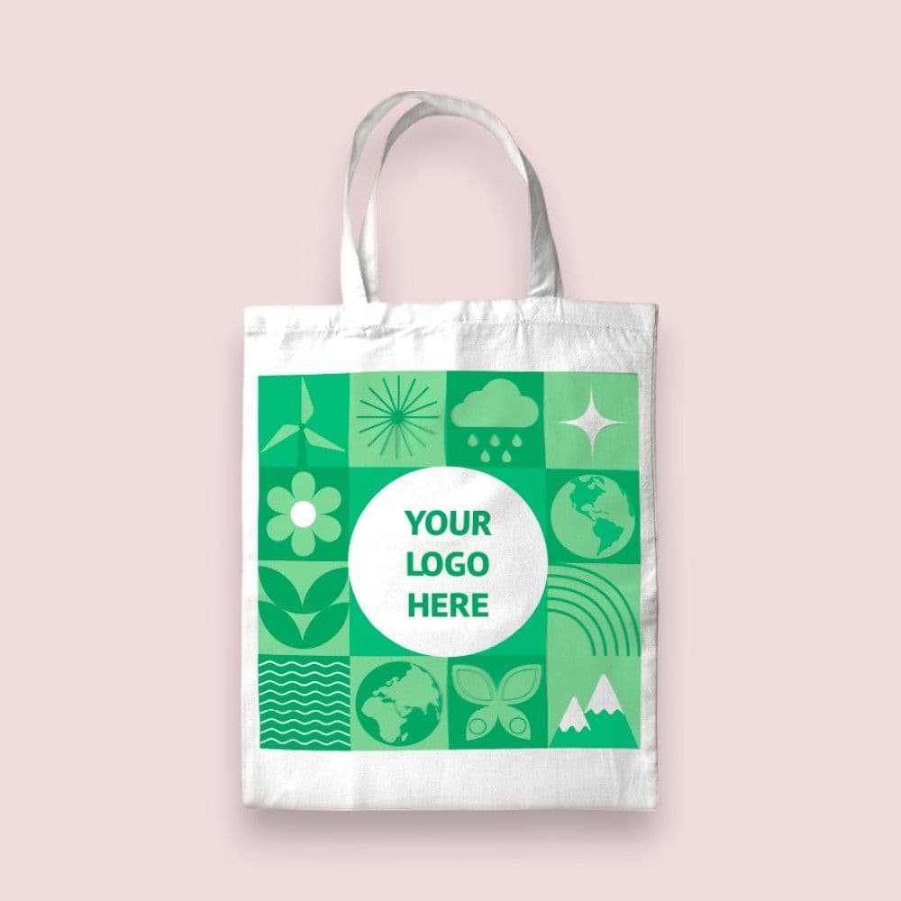 Customized Logo Canvas Tote Bag - White