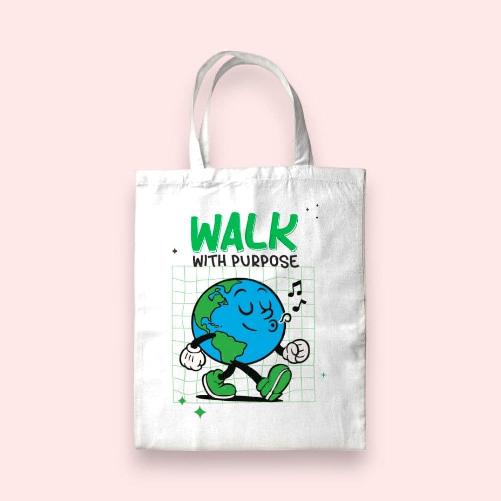 Walk with Purpose Canvas Tote Bag - White
