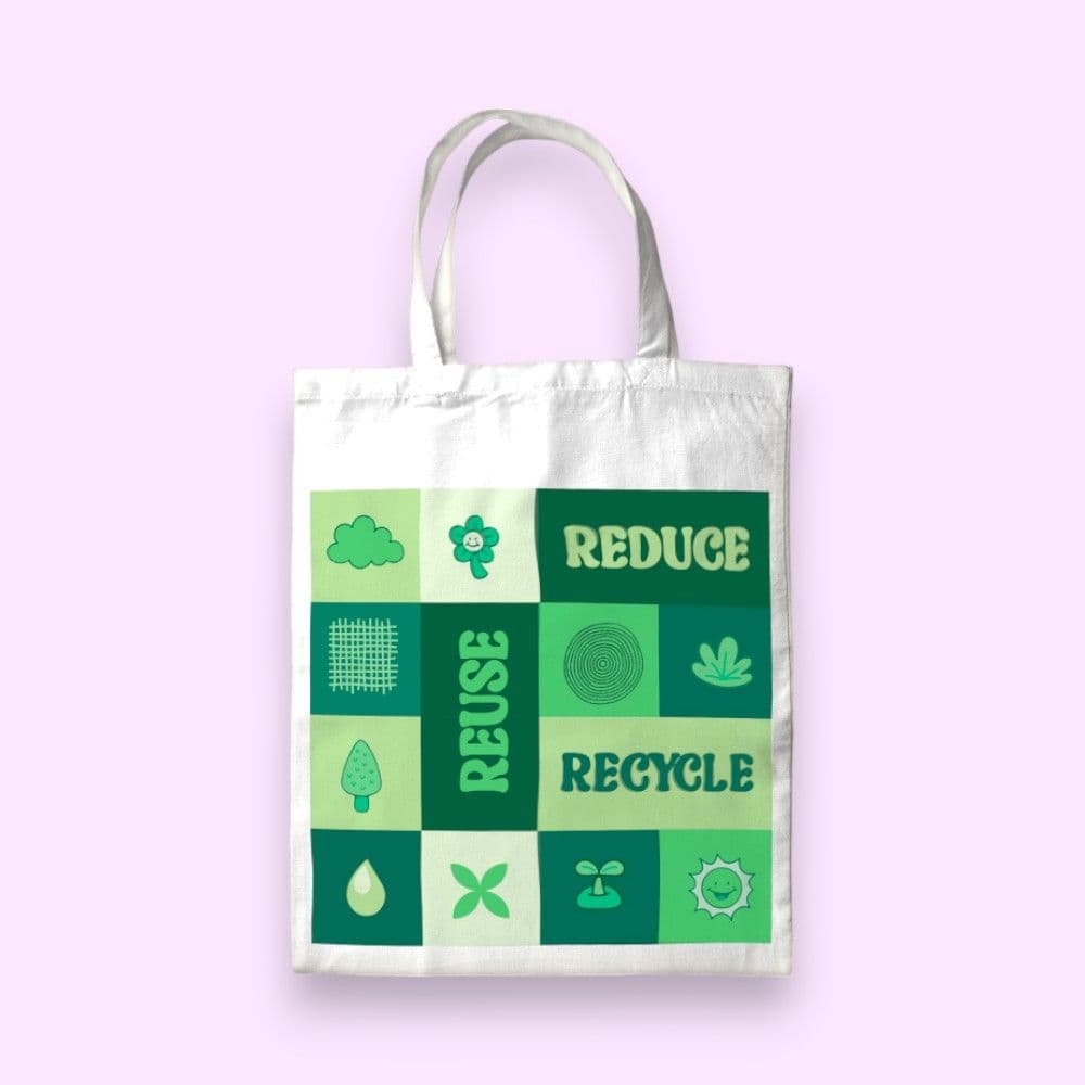Recycle & Reuse Canvas Tote Bag - White