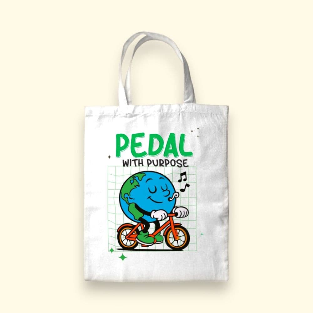 Pedal with Purpose Canvas Tote Bag - White