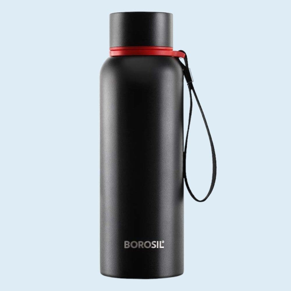 Borosil Hydra Trek Bottle Black 700ml – Front View