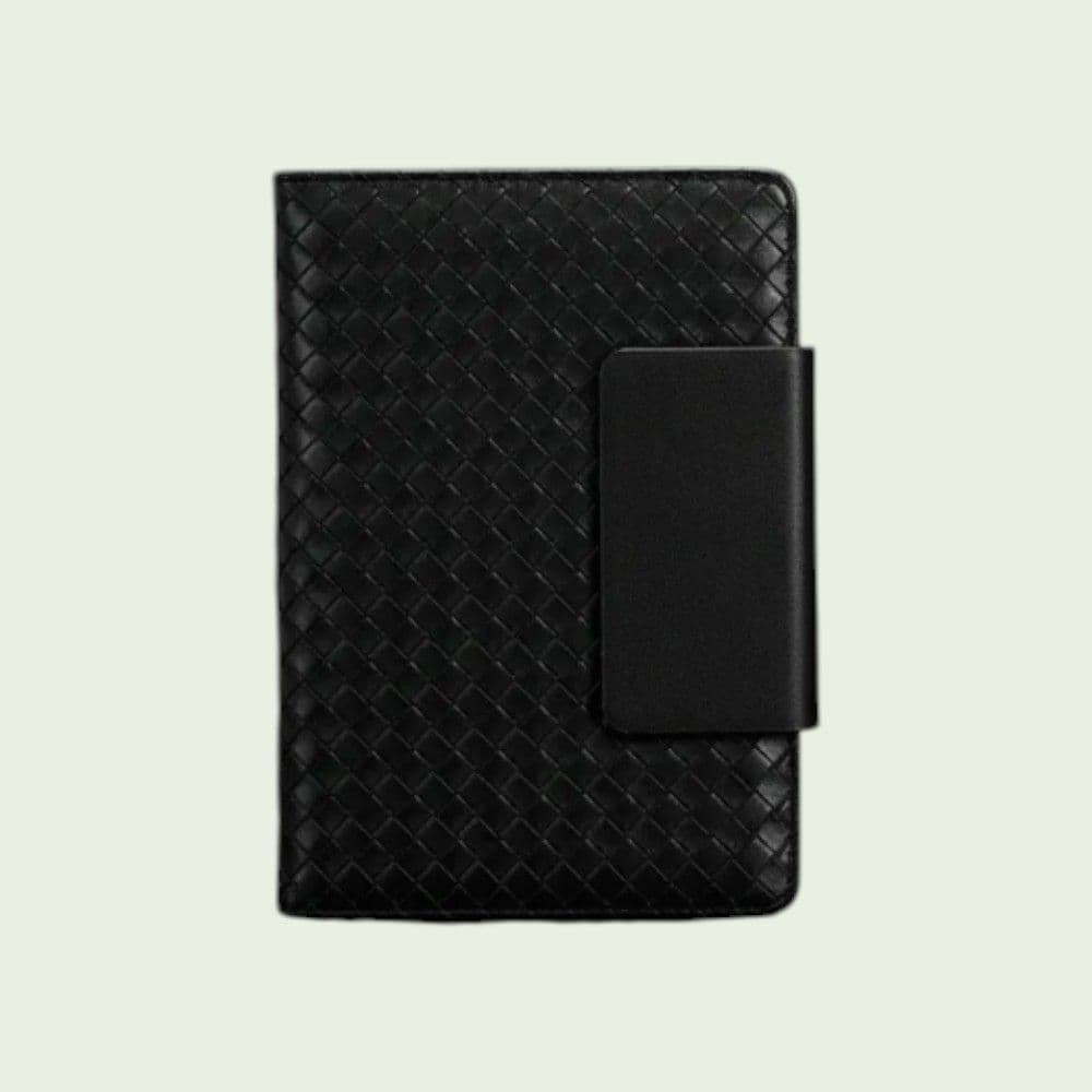 Fuzo The Surrogate Woven Textured Leatherette Notebook with Magnetic Flap - Black
