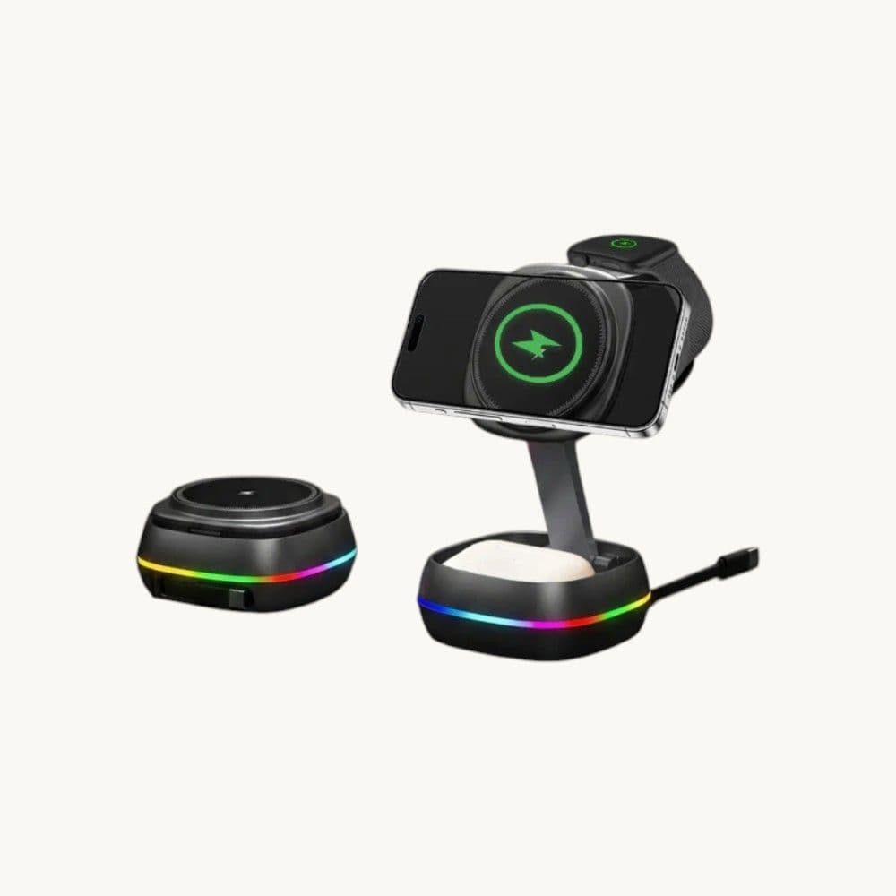 Fuzo Trinity 3-in-1 Portable Wireless Charging Station - Grey