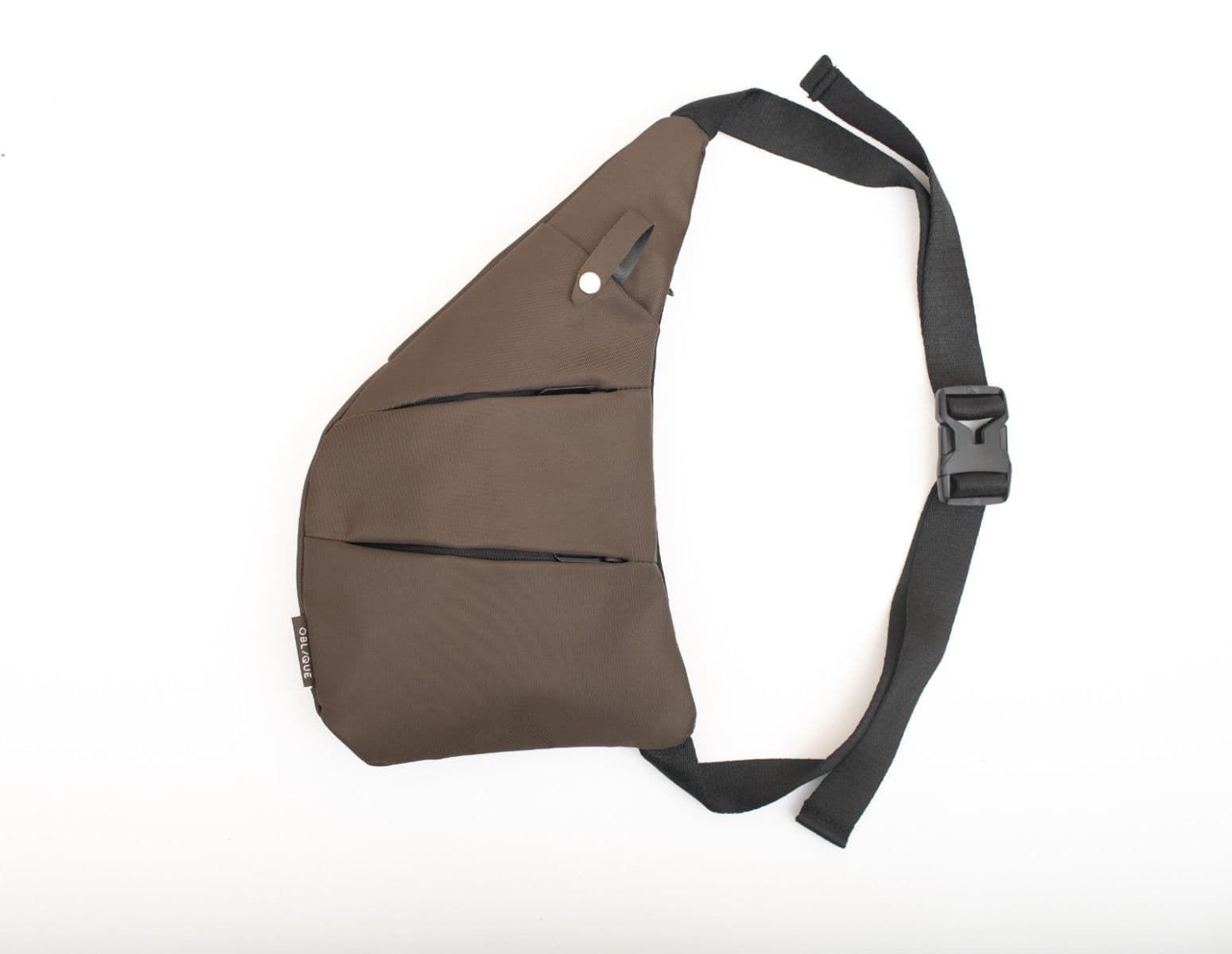 Oblique Columbus Sling Bag Brown – Front View
