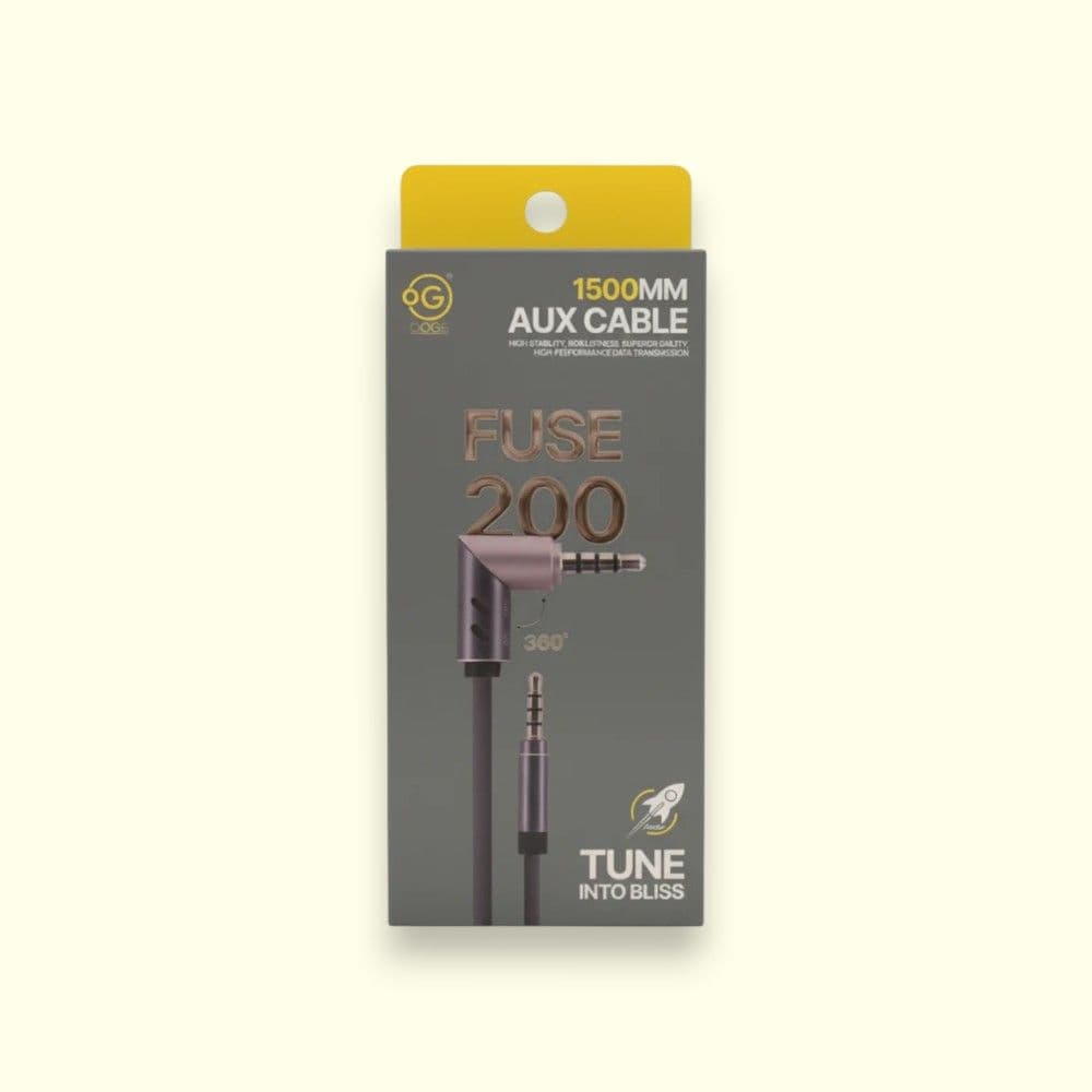 Oooge Fuse 200 Metal Aux Cable- 1.5m- Black
