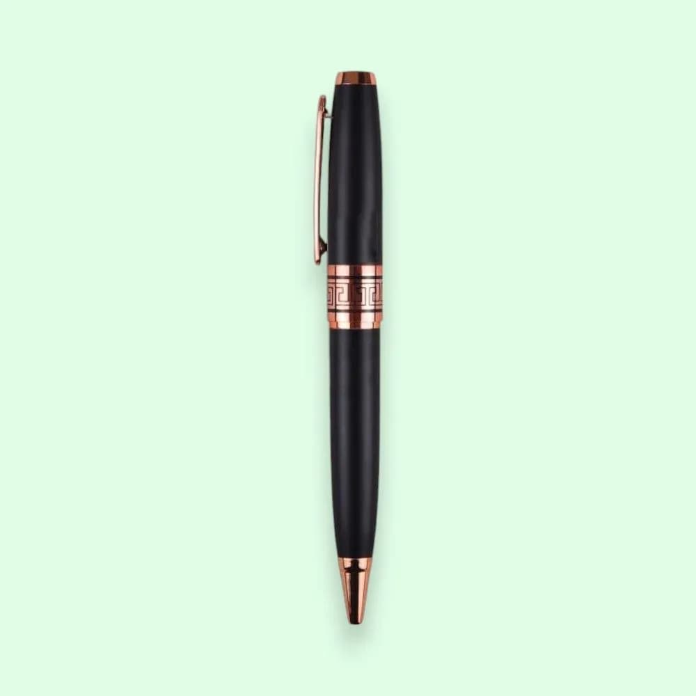 Sapphire Metal Pen Black with Rose Gold – Front View