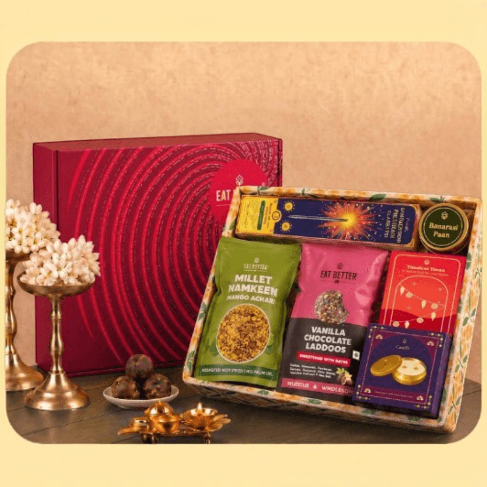 Eat Better Sustainable Jute Tray 7-in-1 Gift Hamper Box