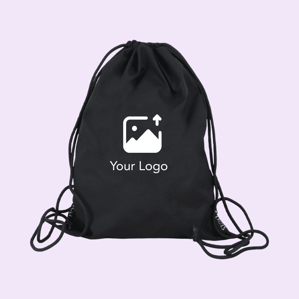 Stolt Drawstring Backpack Black – Front View