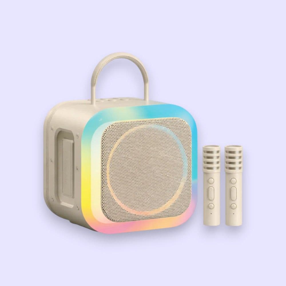 Ooge Vibeblast Pro Wireless Speaker With Twin Karaoke Mic- 16W- Beige