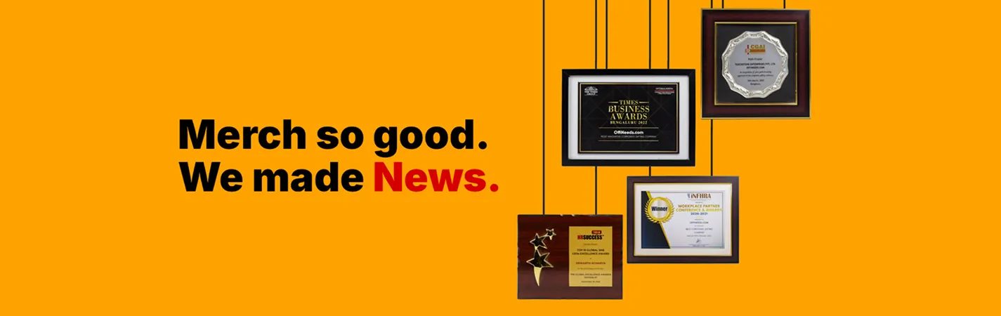 OffiNeeds team receiving corporate gifting industry awards and media recognition